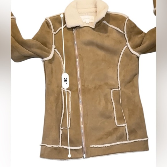 Present and Love Women’s Tan Sherpa-Lined Suede Jacket, Size S - Cozy & Stylish - Picture 10 of 13